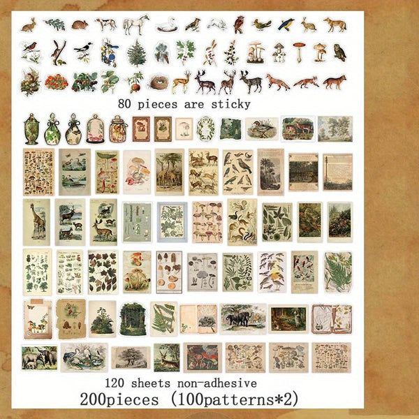 200pcs Butterfly & Nature Sticker Set