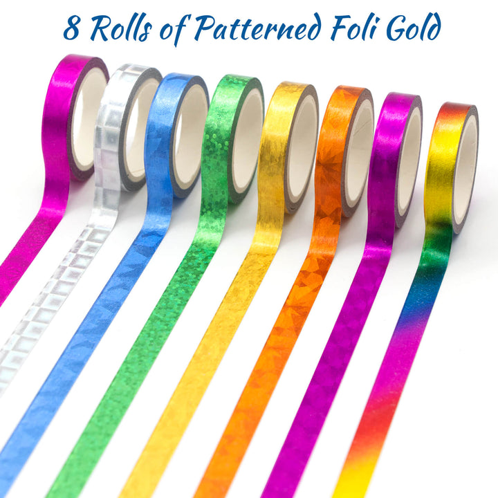 30 Rolls Multi-Colored & Gold Metallic Washi Tape Set - IEEBEE