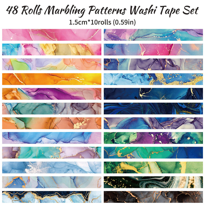 48 Rolls Marbling Patterns Washi Tape Set - IEEBEE