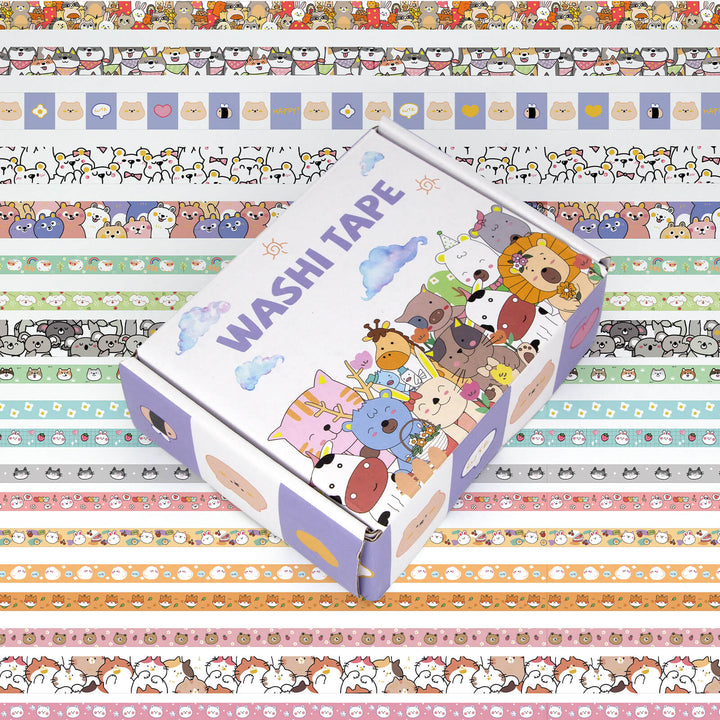 24 Rolls Cute Cat & Dog Washi Tape Set - IEEBEE
