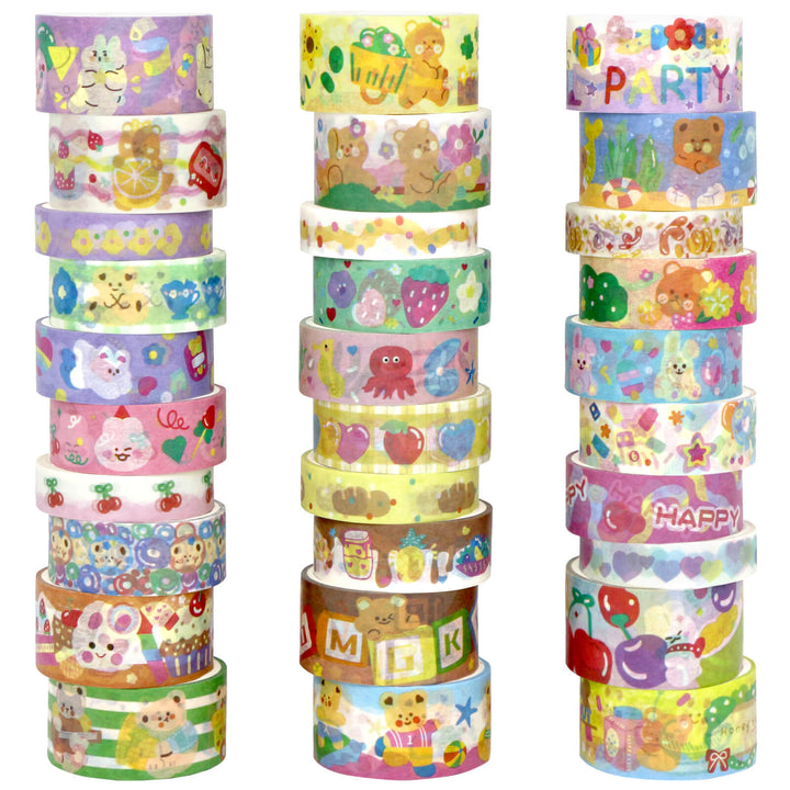 30 Rolls Cute Bear Washi Tape Set - IEEBEE