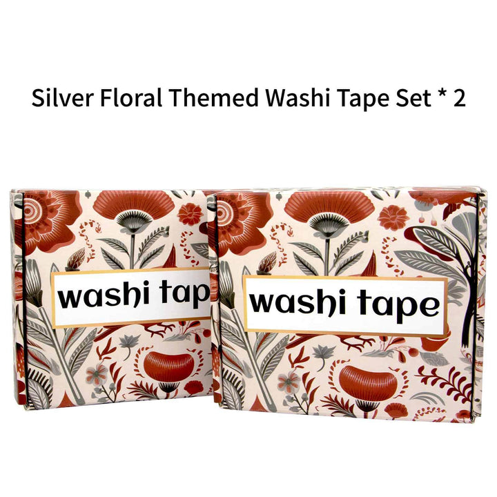 32 Rolls Silver Floral Washi Tape Set - IEEBEE