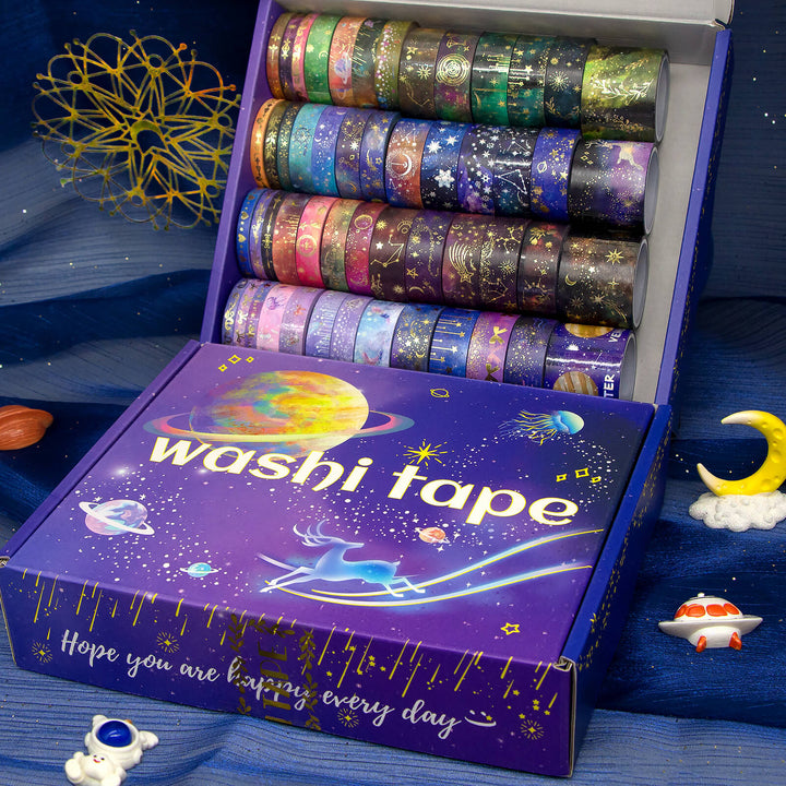 52 Rolls Gold Foil Galaxy Washi Tape Set - IEEBEE