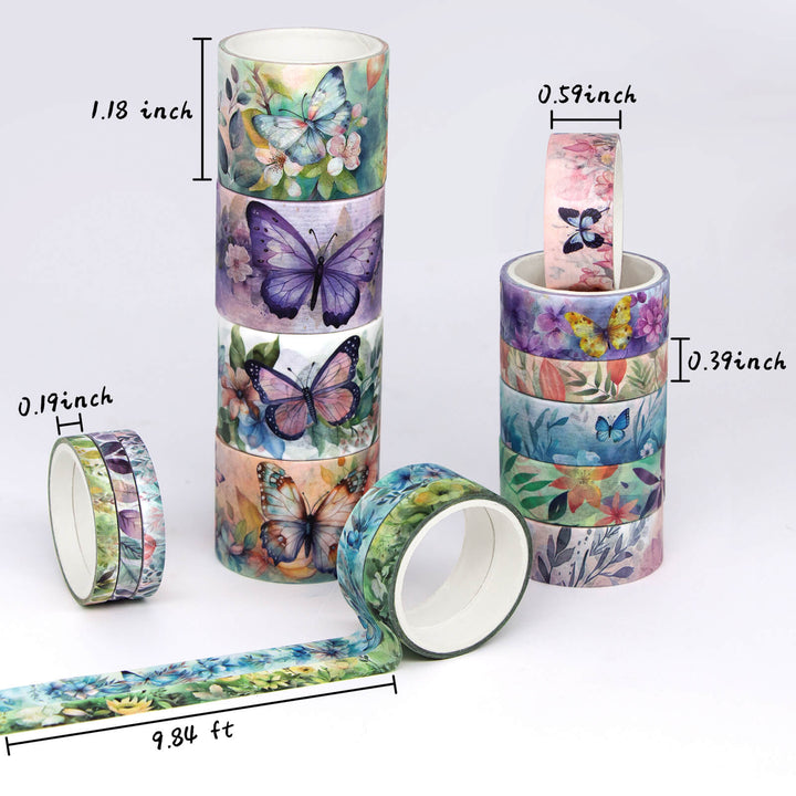 20 Rolls Floral Butterfly Washi Tape Set - IEEBEE