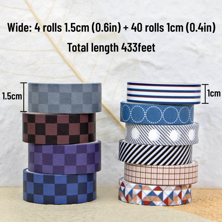 44 Rolls Minimalist Washi Tape Set - IEEBEE