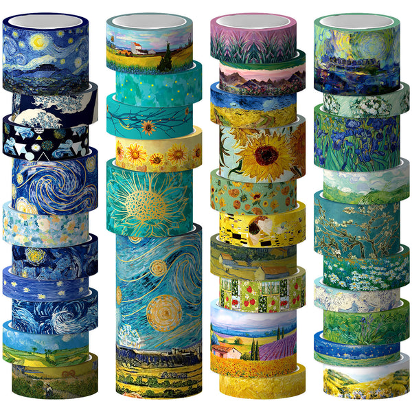 36 Rolls Van Gogh Themed Aesthetic Washi Tape Set