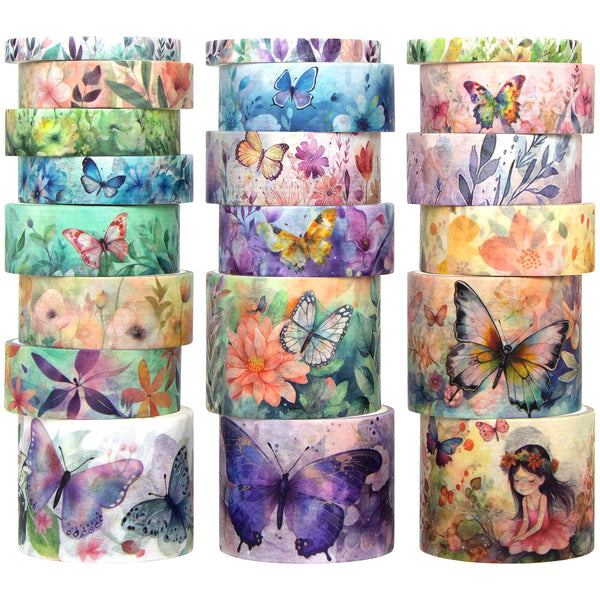 20 Rolls Floral Butterfly Washi Tape Set