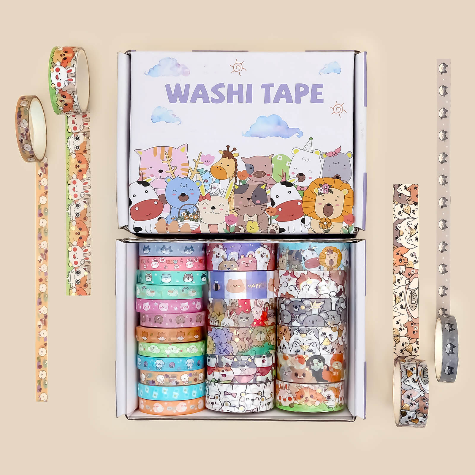 YUBX Cute Creatures Washi Tape Set di 8 rotoli di nastri decorativi luminosi che si illuminano al buio per arti, artigianato fai da te, diari, pianificatori, album e confezioni YUBX Cute Creatures Washi Tape Set di 8 rotoli di nastri decorativi luminosi che si illuminano al buio per arti, artigianato fai da te, diari, pianificatori, album e confezioni