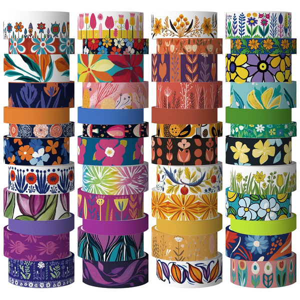 48 Rolls Floral Washi Tape Set