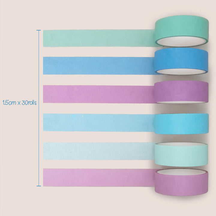 15mm Rainbow Colors - 30 Rolls Washi Tape Set - IEEBEE