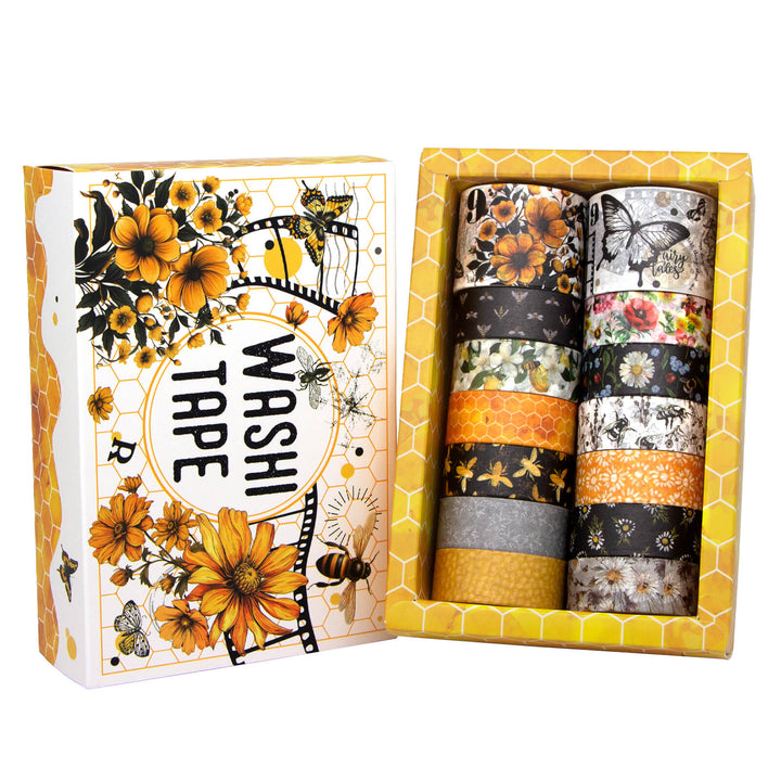 14 Rolls Vintage Bee Themed Washi Tape Set - IEEBEE