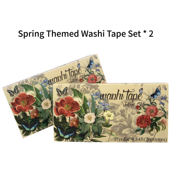 37 Rolls Vintage-Themed Aesthetic Washi Tape Set - IEEBEE