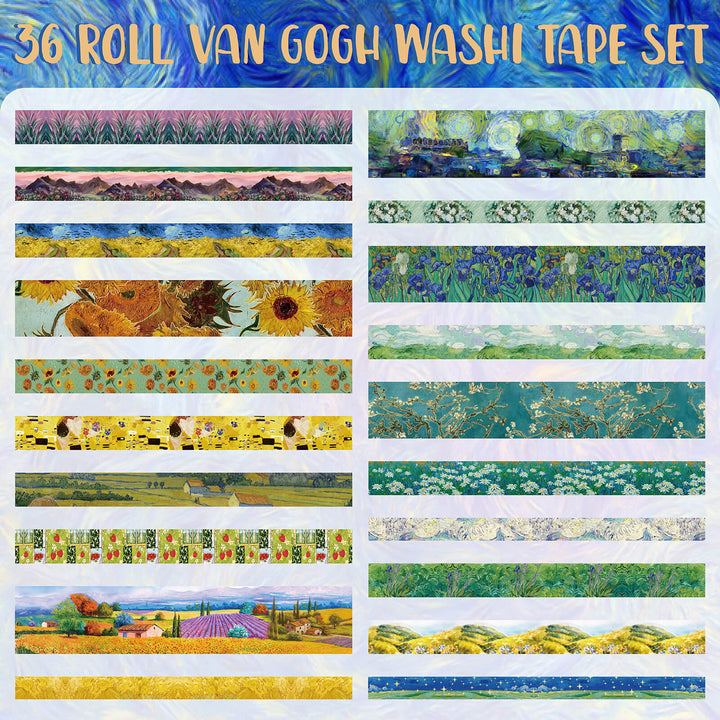36 Rolls Van Gogh Themed Aesthetic Washi Tape Set - IEEBEE