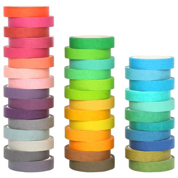 40 Rolls Rainbow Colored Washi Tape Set - IEEBEE