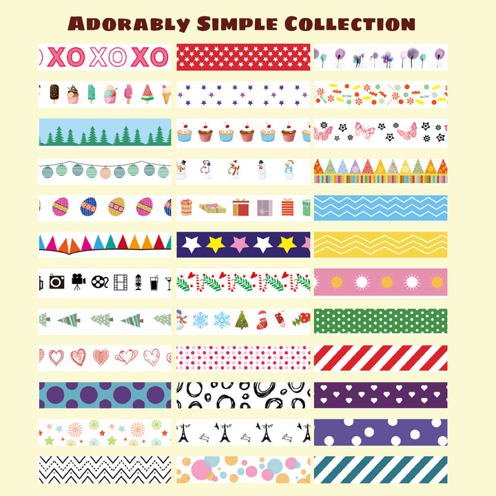 Adorably Simple Collection - 60 Rolls Washi Tape Set - IEEBEE