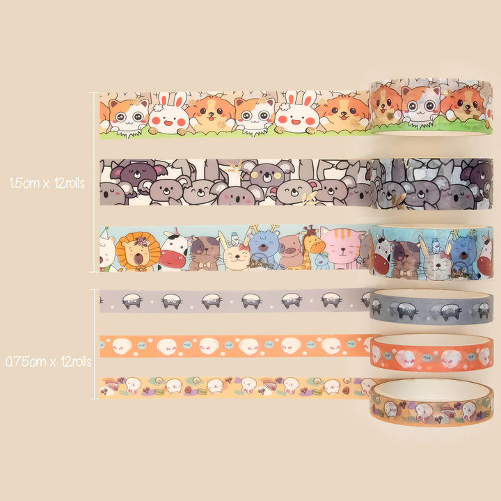 Animal Carnival - 24 Rolls Washi Tape Set - IEEBEE