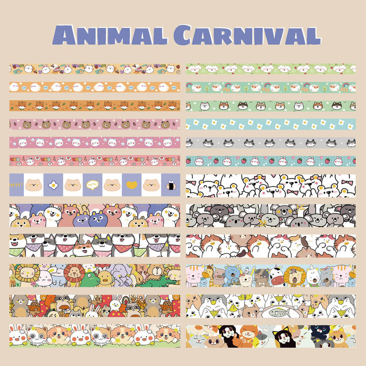 Animal Carnival - 24 Rolls Washi Tape Set - IEEBEE