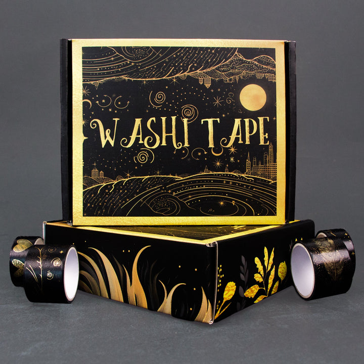 Black Gold Shine - 27 Rolls Gold Foil Washi Tape Set - IEEBEE