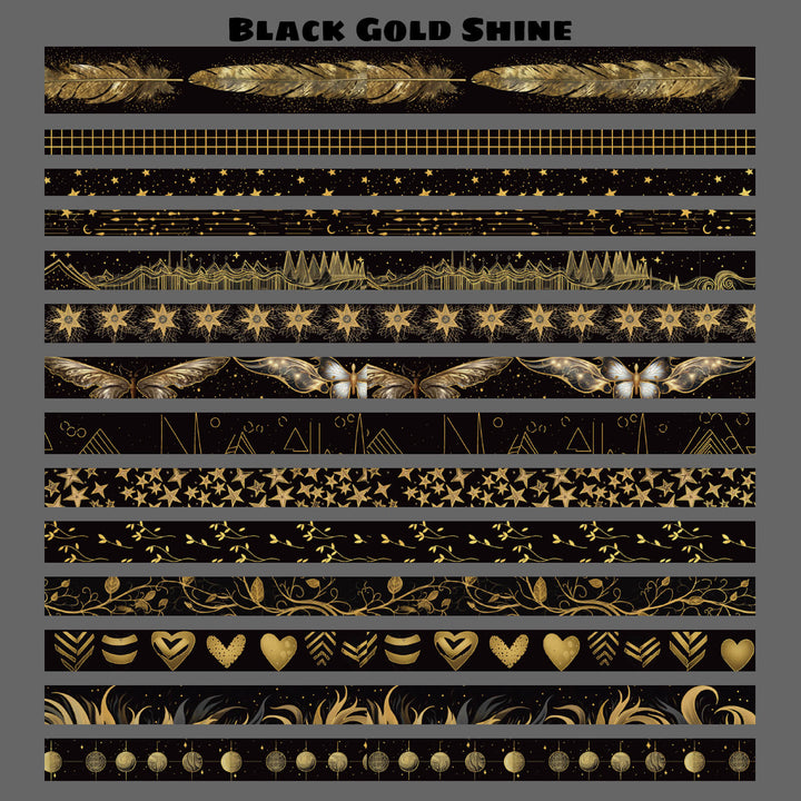 Black Gold Shine - 27 Rolls Gold Foil Washi Tape Set - IEEBEE