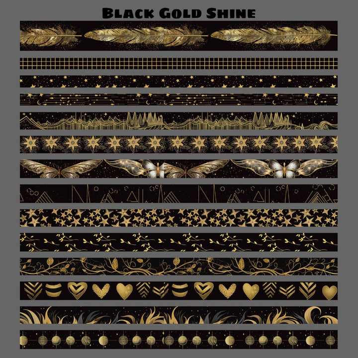 Black Gold Shine - 27 Rolls Gold Foil Washi Tape Set (Ordinary packaging) - IEEBEE