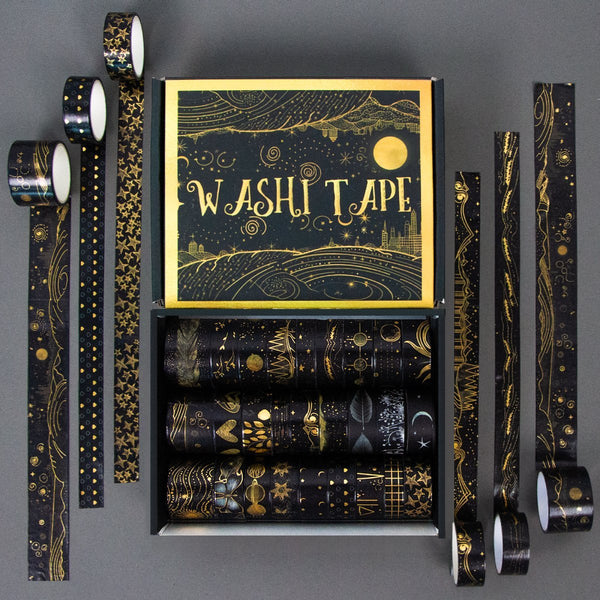 Black Gold Shine - 27 Rolls Gold Foil Washi Tape Set (Ordinary packaging) - IEEBEE