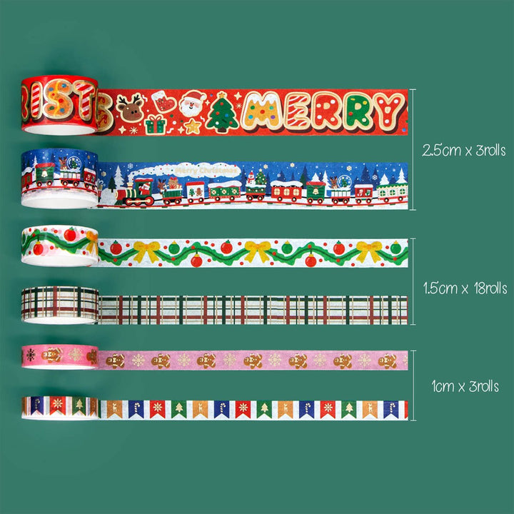Christmas Blessings - 24 Rolls Gold Foil Washi Tape Set - IEEBEE
