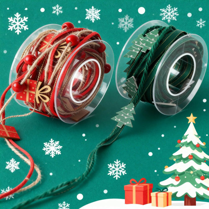 Christmas Tree and Gift - 2 Rolls Decorative Ribbon - IEEBEE
