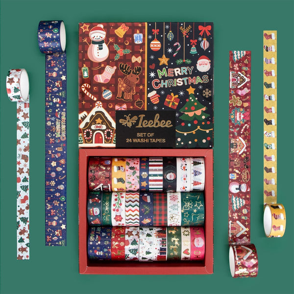 Christmas Wishes - 24 Rolls Gold Foil Washi Tape Set - IEEBEE