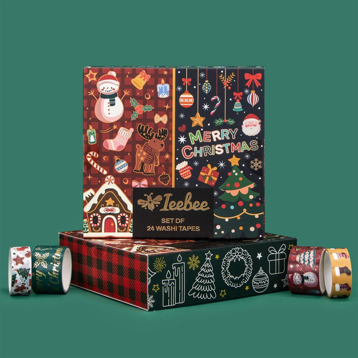 Christmas Wishes - 24 Rolls Gold Foil Washi Tape Set - IEEBEE