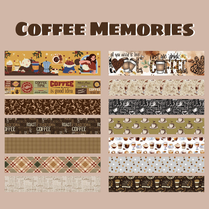 Coffee Memories - 14 Rolls Washi Tape Set - IEEBEE