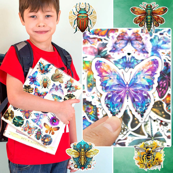 Colorful Insects - 200pcs Cartoon Waterproof Stickers - IEEBEE