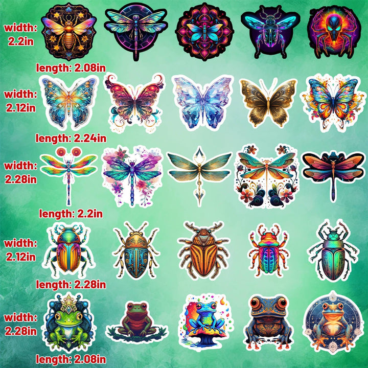 Colorful Insects - 200pcs Cartoon Waterproof Stickers - IEEBEE