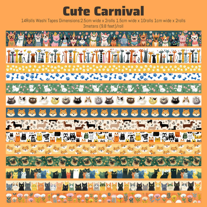 Cute Carnival - 14 Rolls Washi Tape Set - IEEBEE