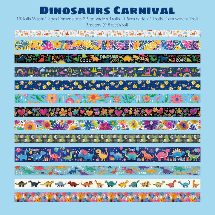 Dinosaurs Carnival - 13 Rolls Washi Tape Set - IEEBEE