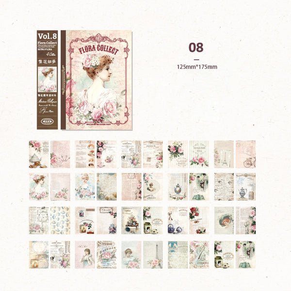 Flowers and Girls - 40 Sheets DIY Scrapbook Paper Set - IEEBEE