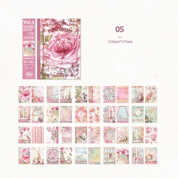 Flowers and Girls - 40 Sheets DIY Scrapbook Paper Set - IEEBEE