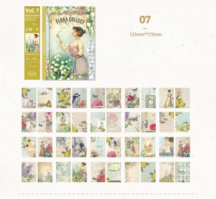 Flowers and Girls - 40 Sheets DIY Scrapbook Paper Set - IEEBEE