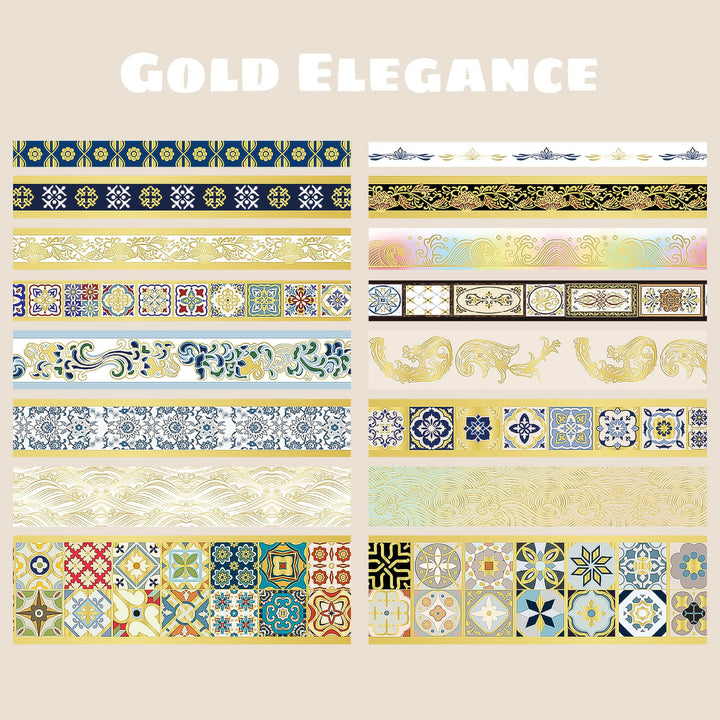 Gold Elegance - 16 Rolls Washi Tape Set - IEEBEE