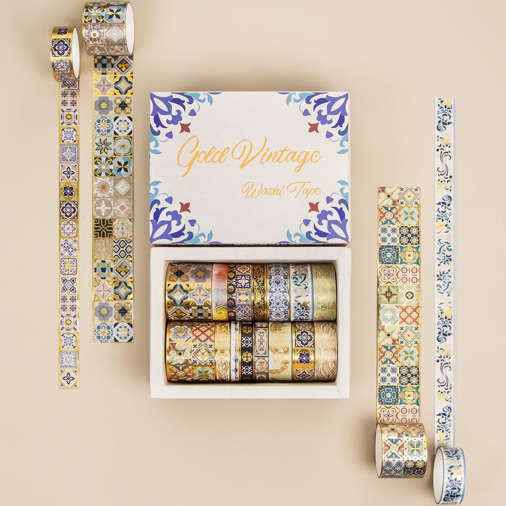 Gold Elegance - 16 Rolls Washi Tape Set - IEEBEE