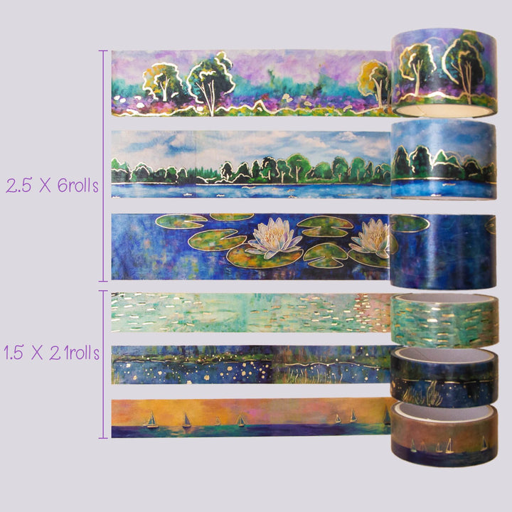 Monet's Garden - 27 Rolls Gold Foil Washi Tape Set - IEEBEE