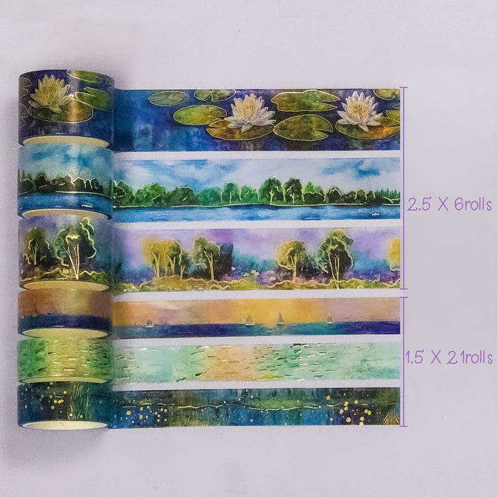 Monet's Garden - 27 Rolls Gold Foil Washi Tape Set (Ordinary packaging) - IEEBEE