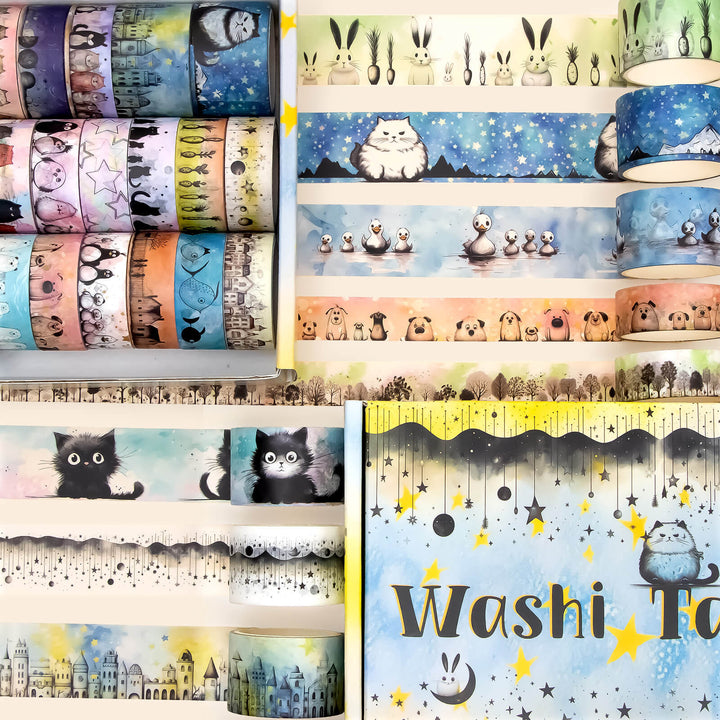 Moonlight Animal City - 24 Rolls Washi Tape Set - IEEBEE