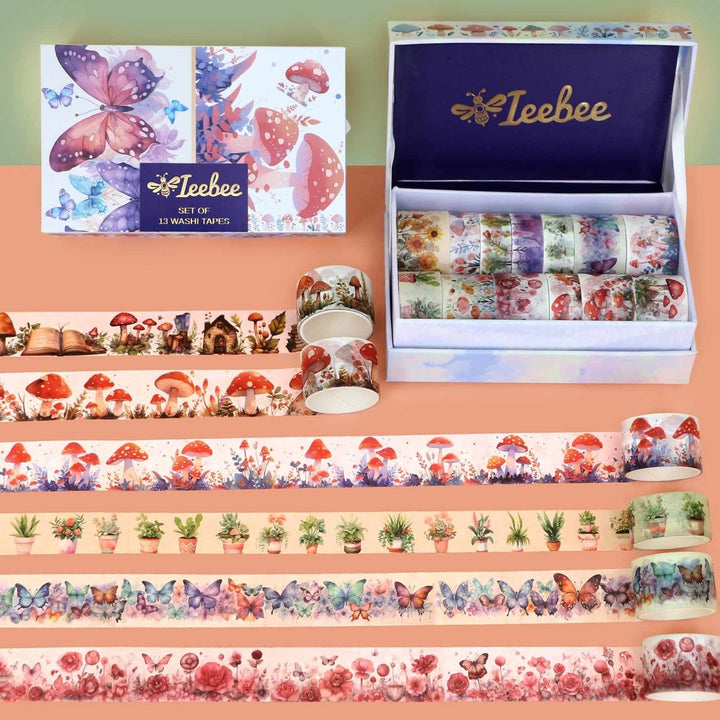 Mushroom Butterfly - 13 Rolls Washi Tape Set - IEEBEE
