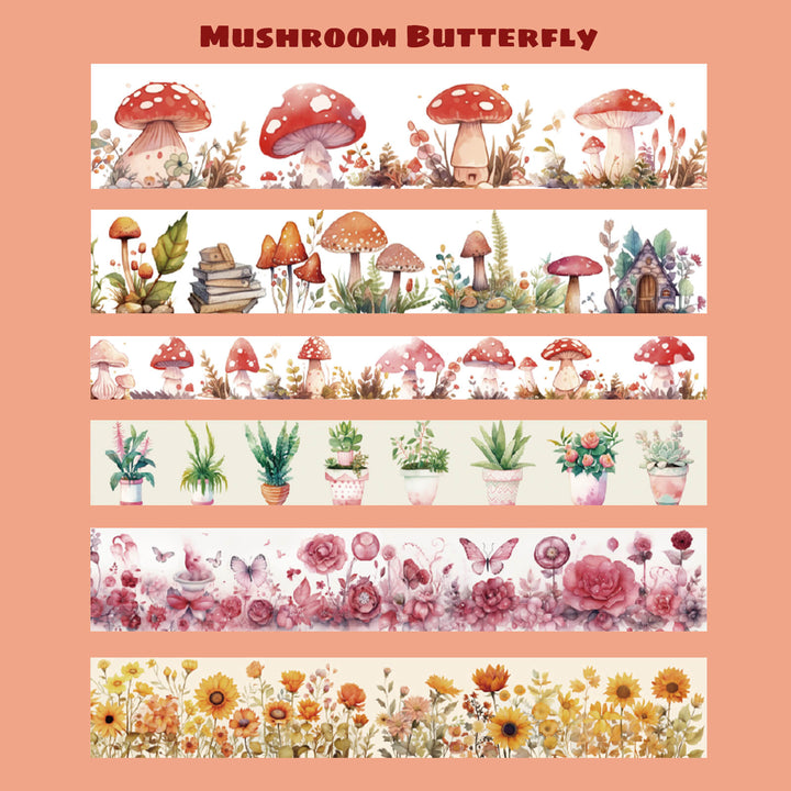 Mushroom Butterfly - 13 Rolls Washi Tape Set - IEEBEE