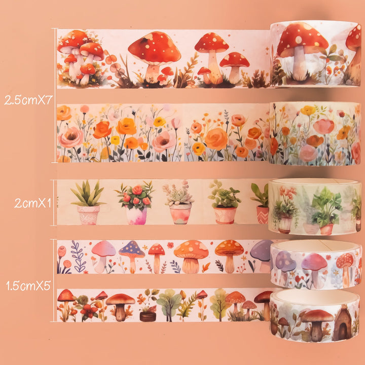 Mushroom Butterfly - 13 Rolls Washi Tape Set - IEEBEE