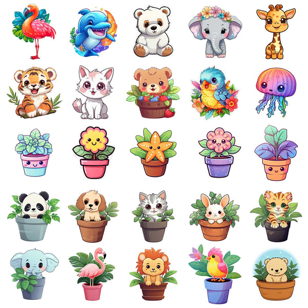 Potted Animal - 160pcs Waterproof Sticker Set - IEEBEE