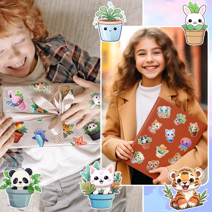 Potted Animal - 160pcs Waterproof Sticker Set - IEEBEE