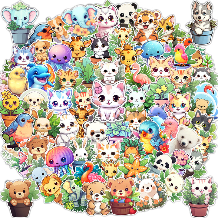 Potted Animal - 160pcs Waterproof Sticker Set - IEEBEE