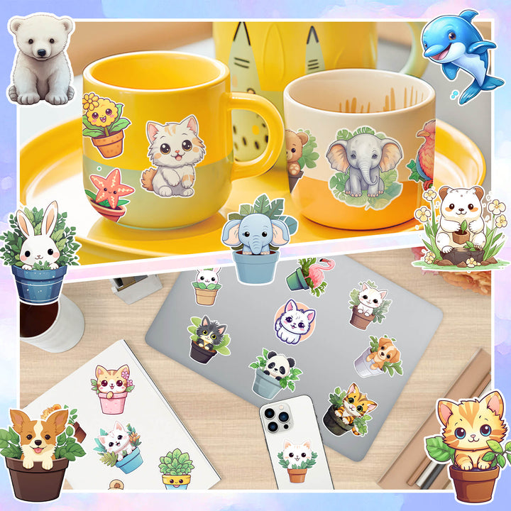 Potted Animal - 160pcs Waterproof Sticker Set - IEEBEE