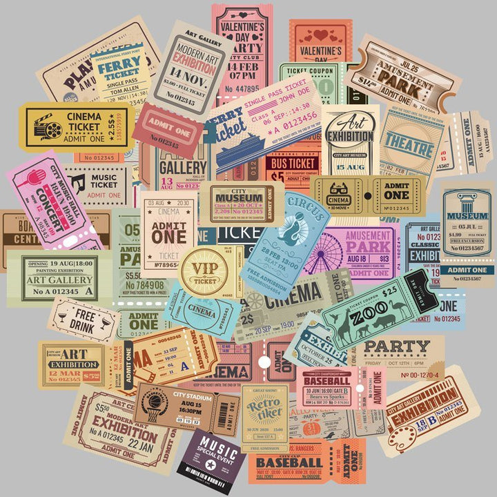 Retro Ticket - 50pcs Washi Sticker Set - IEEBEE